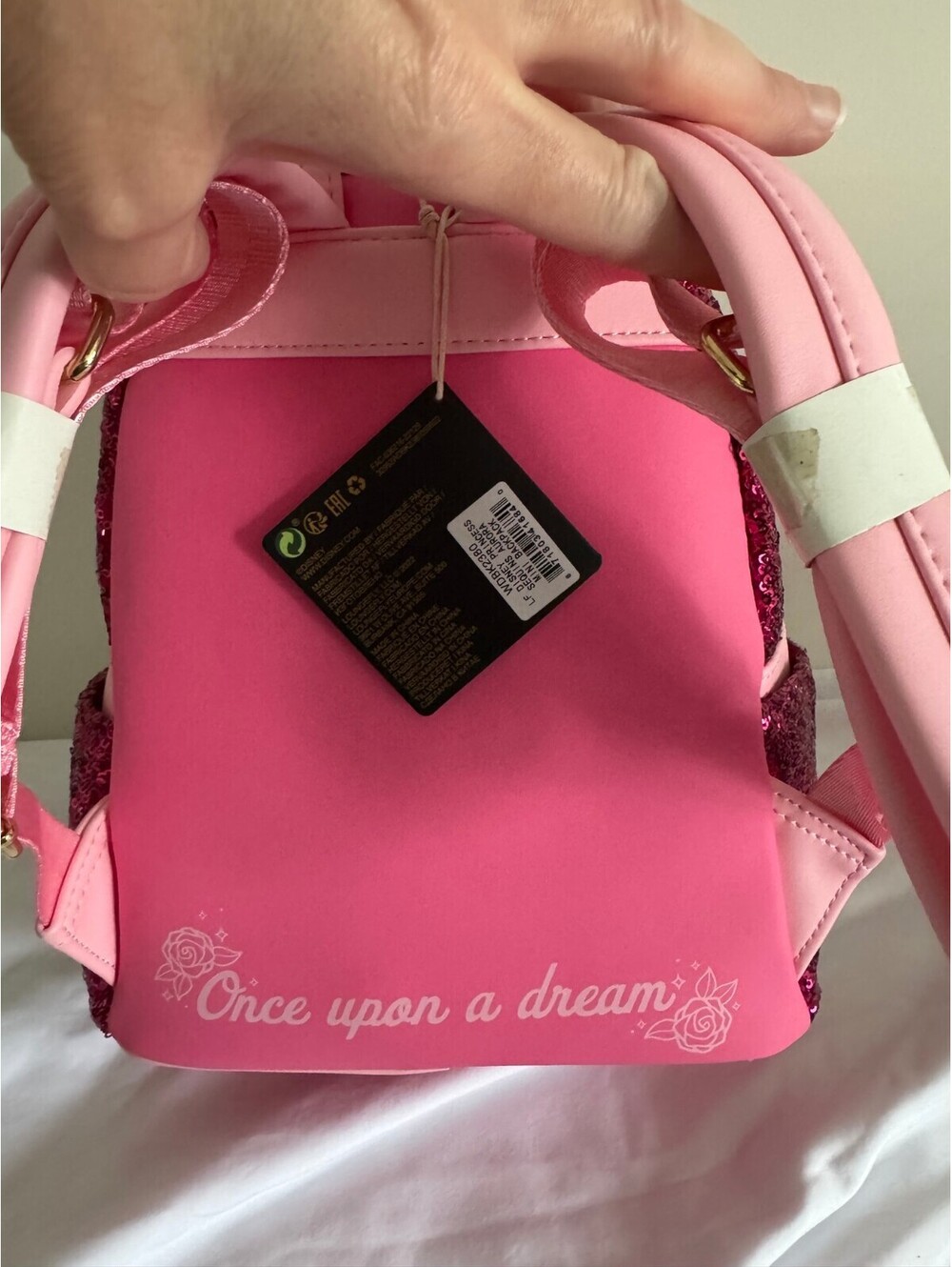 Disney Princess Aurora Pink Sequins Loungefly Mini Backpack - Picture 4 of 9